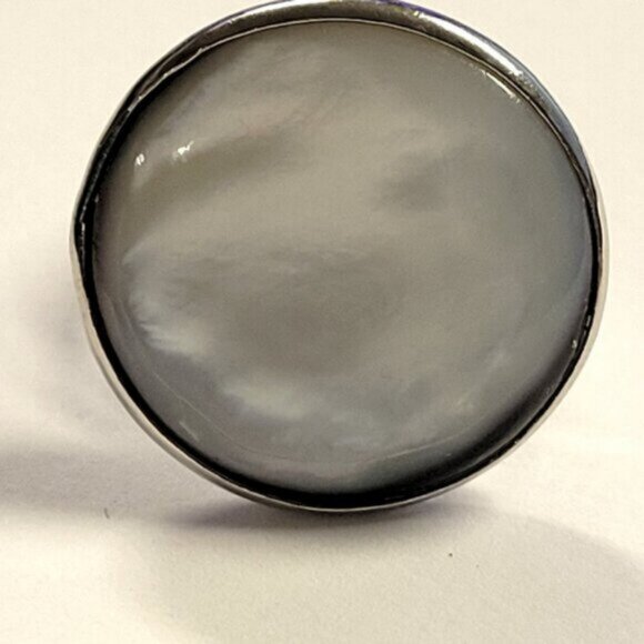 Natural Mother of Pearl Ring, Handmade Ring with Adjustable Band - Picture 9 of 15